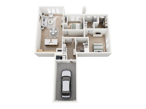 Floor plan for 2 beds, 2 baths, 1171 sqft